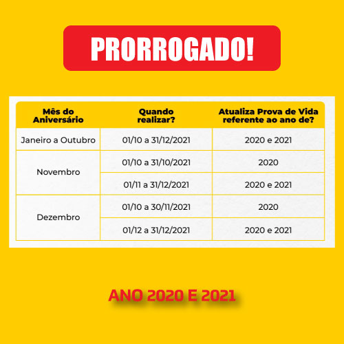 Calendário de Prorrogação